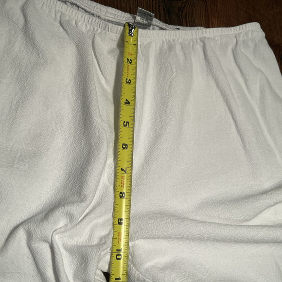 Chico's Wide Leg Pants White Textured Cotton Large Pull On Elastic Waist FLAW - Picture 10 of 15